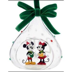 Disney Mickey & Minnie Mouse Glass Drop Sketchbook Christmas Ornament "2016" New